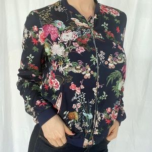Silky floral bomber